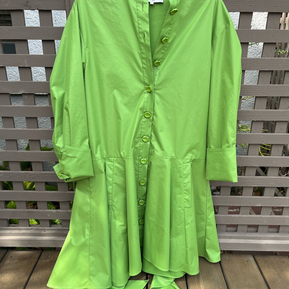 Tibi Asymmetrical Dress in Lime Green
